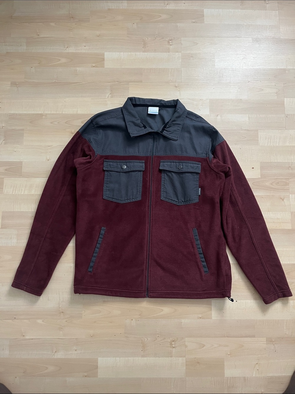 Men's Columbia Burgundy and Dark Gray Lightweight Zip Shirt Jacket
